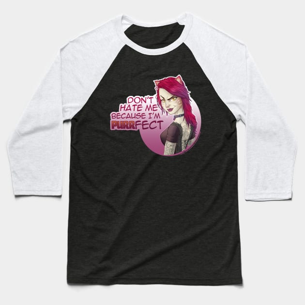 Alt-Fashion Cat Girl (purrfect vs.) Baseball T-Shirt by jpowersart